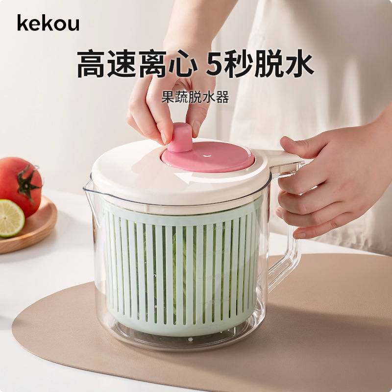 Manual Large-Capacity Vegetable and Fruit Dehydrator, Salad Dryer, Kitchen High-Value Dryer with Handle