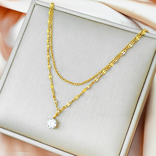 Acero de titanio elegante luz de lujo chapado en oro exquisito collar sin desvanecimiento de las mujeres del todo-fósforo de moda Red Cadena de clavícula de moda fábrica