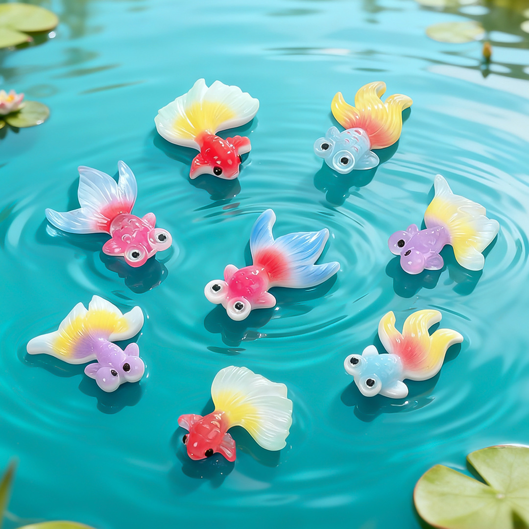 微景观创意漂浮彩色吉祥鱼锦鲤 diy鱼缸造景装饰品配件生态瓶摆件