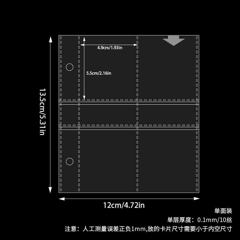 4 tarjetas de cuadrícula página 10 hojas (2 agujeros) 101 #