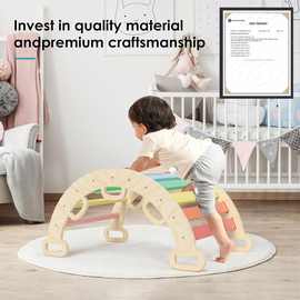 木制儿童攀爬架木梯拱门彩虹攀爬架宝宝室内滑梯蒙特梭利攀爬架