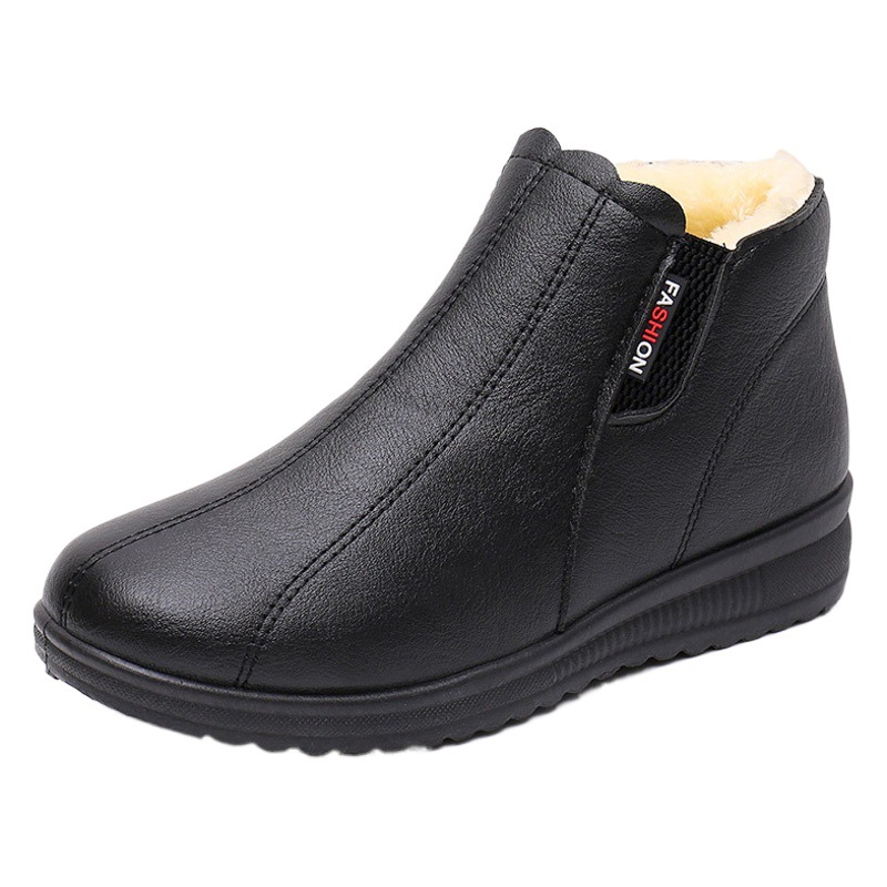 Mother's shoes cotton-padded shoes middle-aged winter warm non-slip soft bottom short boots grandma middle-aged and elderly women's shoes fleece-lined elderly leather shoes