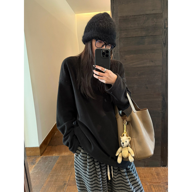 superniniyy 软绵绵双面澳绒亲肤慵懒随意感宽松显瘦长袖圆领卫衣|undefined