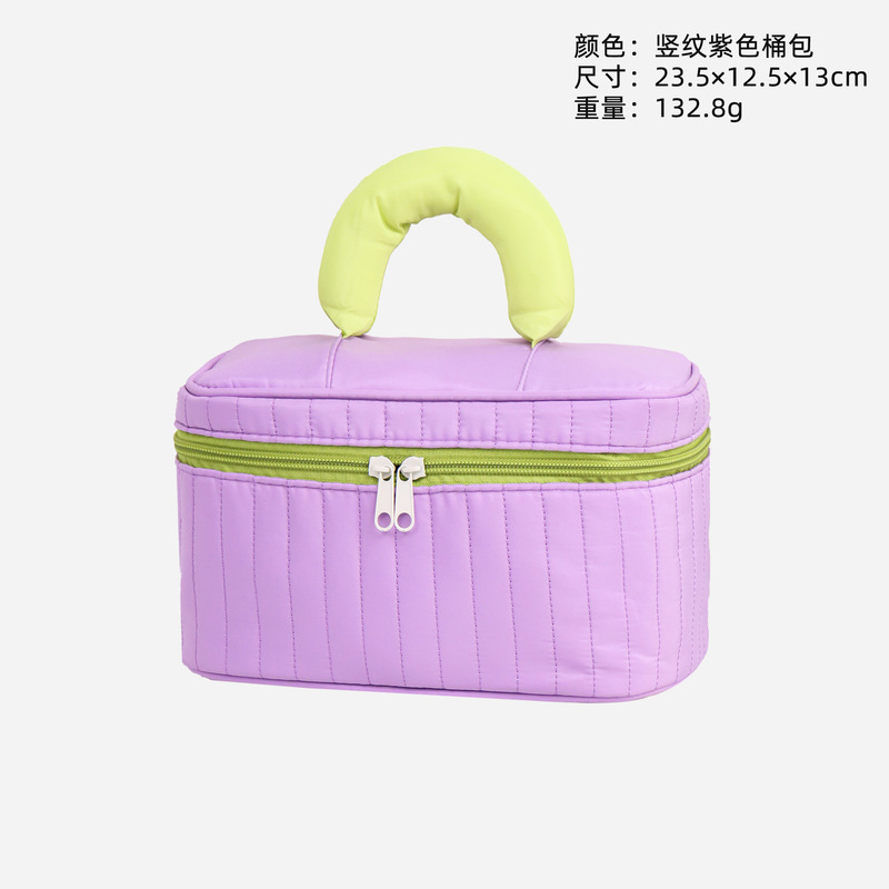 お土産用化粧ポーチ 大容量洗面用具バッグ 出張旅行用ポータブル収納バッグ スキンケアハンドバッグ コントラストカラーデザイン|undefined