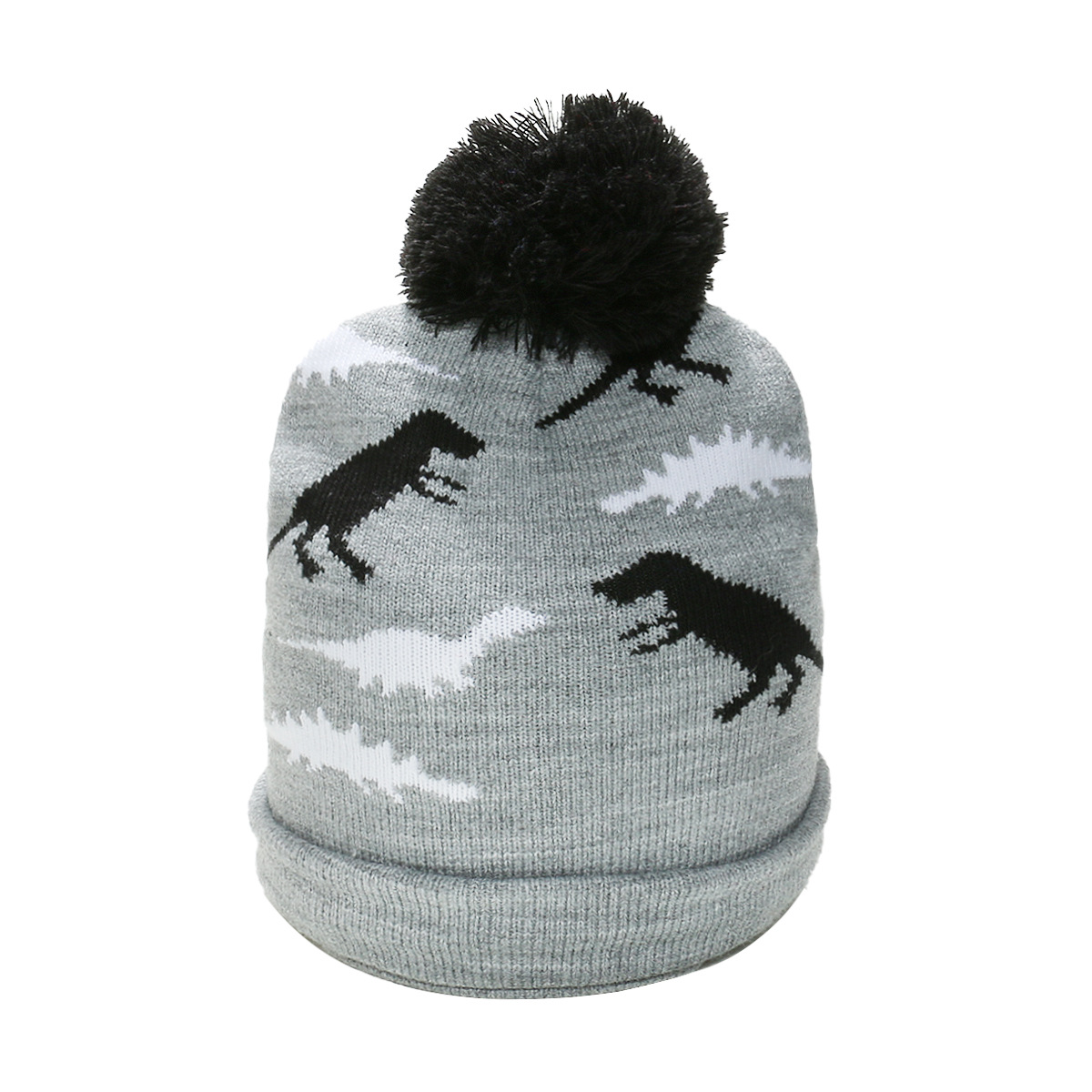 105g Weight Hat Classification Polyacrylonitrile Fiber Fabric Type Wool Cap Hats Type 1 Piece Quantity Outdoor, Daily Occasion Dinosaur Pattern Autumn&Winter Season Children Unisex Gender Pom Poms, Jacquard Design Cartoon Style, Cute Style Children Unisex Cartoon Style Cute Dinosaur Pom Poms Jacquard Wool Cap 11