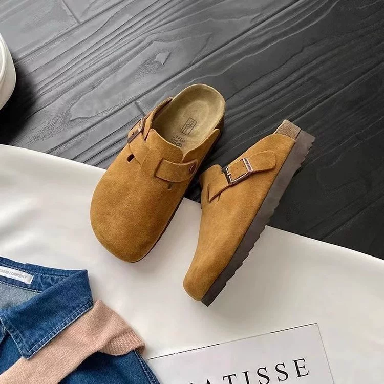 Босоножки Birkenstock с толстой подошвой и закрытым носком, женские полупляжные шлёпанцы на лето 2025, слипоны в японском стиле