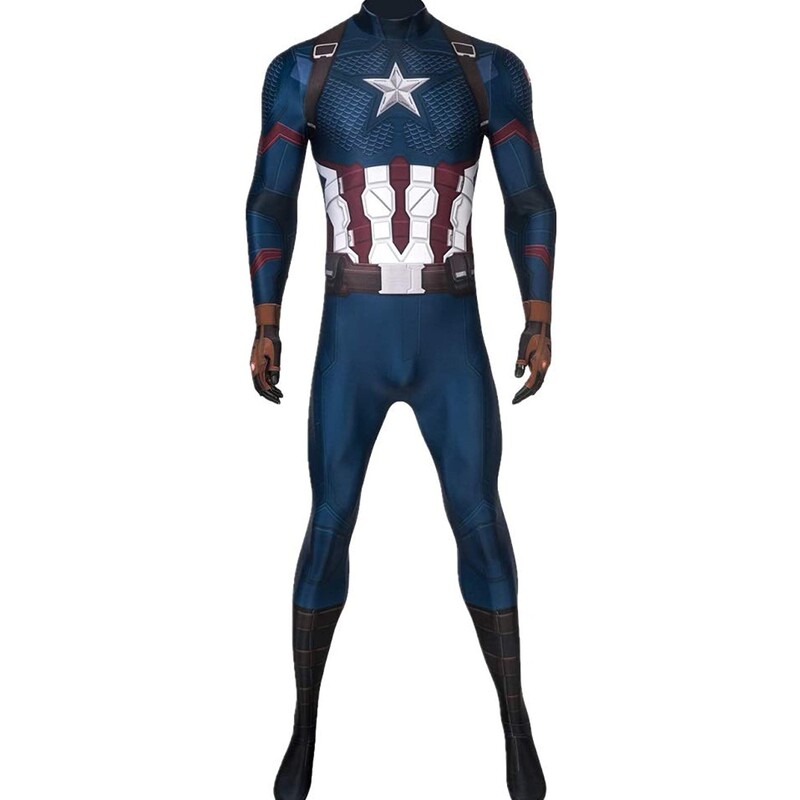 Halloween costume Captain America adult male jumpsuit Marvel movie hero tights play suit Cos clothing