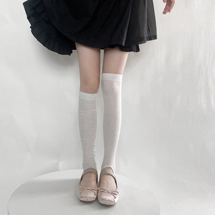Korean Foot Long Barrel Socks Over-the-knee Socks Summer Sunscreen Fine Knitted Thin All-match Breathable Cotton Calf Stacked Socks