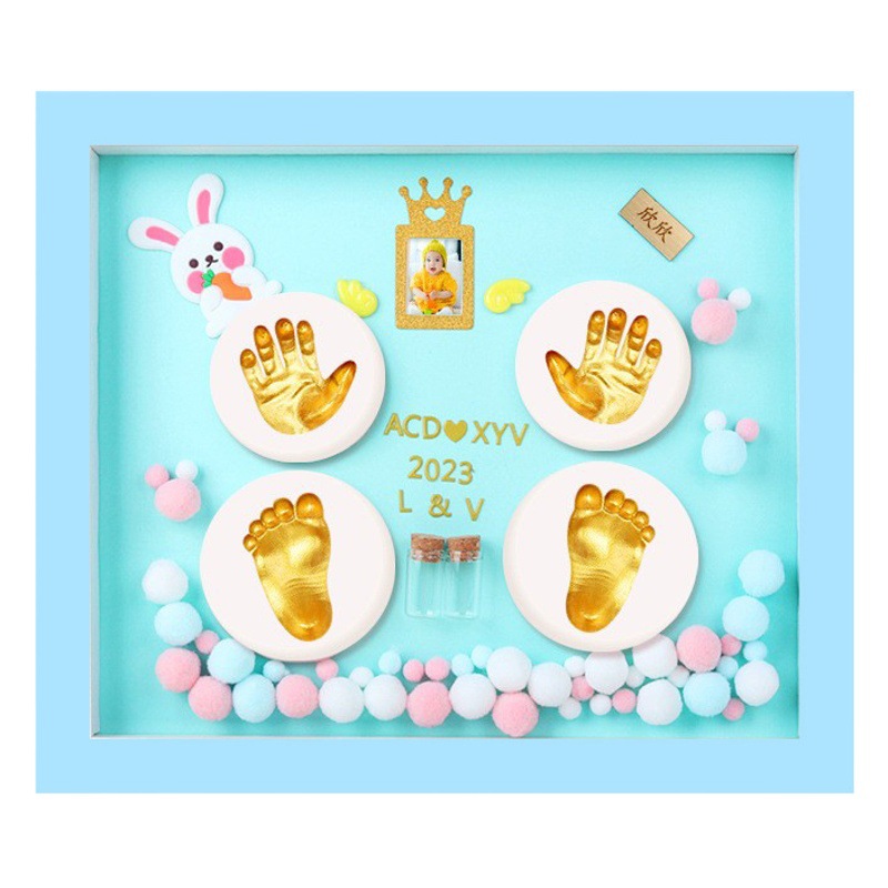 Baby hand and foot printing hand and foot printing mud hand mask baby footprints commemorative mud fetal hair souvenir hand and foot printing full moon gift