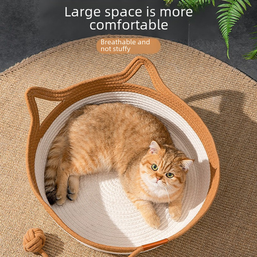 Rattan cat nest, universal for all seasons, summer cat house, cattail kennel, cat scratching board, summer pet bed, cat supplies, breathable