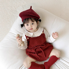 2025春秋女宝婴幼新款洋气哈衣外出毛衣背带裤宝宝针织吊带爬服