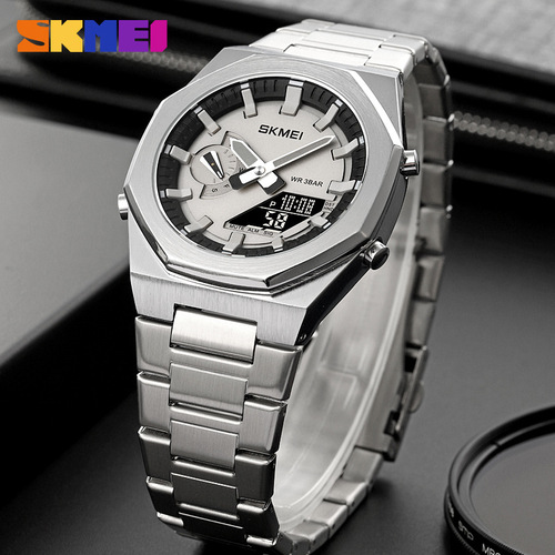 Skmei Men's Synchronous Movement Sports Business Electronic Watch Steel Strap Men's Watch Factory Direct Sales