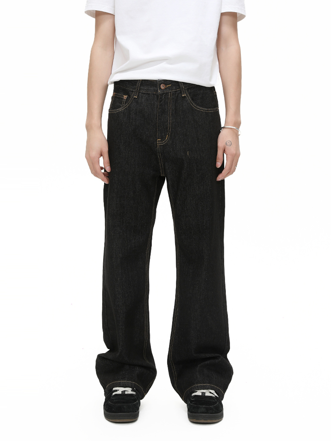 MTLCLOTHES Hombres| Coreano básico simple rectángulo versátil casual lavado en agua jeans de moda diaria