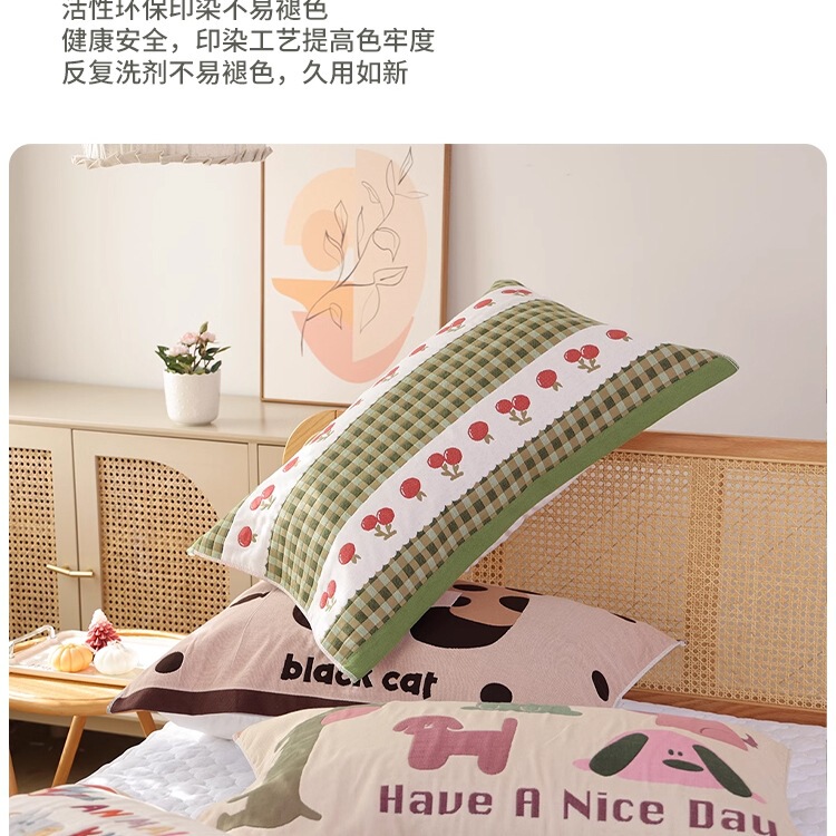 A Pair of Eight-Layer Pure Cotton Gauze Pillow Covers, New Thickened, Soft and Sweat-Absorbent Adult Household Cover Pillow Covers