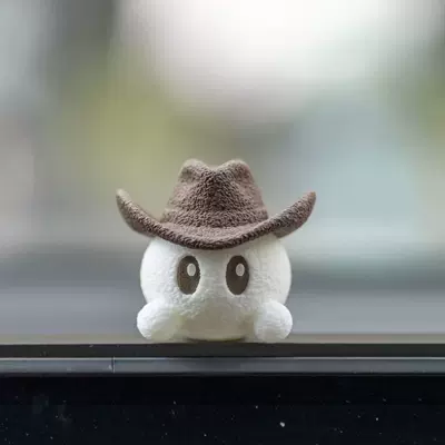 Ideal L6L7L8L9I6I8Mega Car-Mounted Figurine 3D Printed with Magnetic Screen Decoration Universal Screen Ornament (Car ornaments) - 50mm-long-black-base-3d-printed-ideal-doll-cowboy-hat-brown