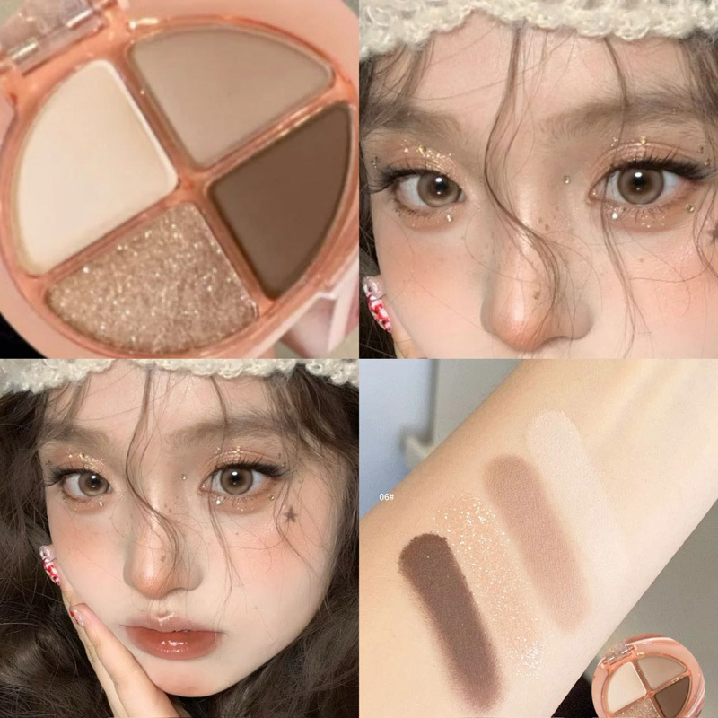 HERORANGE Sweet Gravity Eye Shadow Plate de cuatro colores, brillo de perla mate, brillo de alto brillo, sombras de ojos transfronterizas