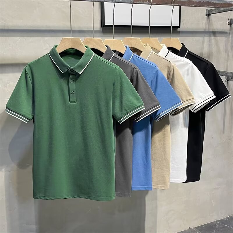 Camisas de manga corta con solapa, camisetas de verano de moda para hombres, camisetas coreanas delgadas, nuevas camisetas de polo de estilo universal.