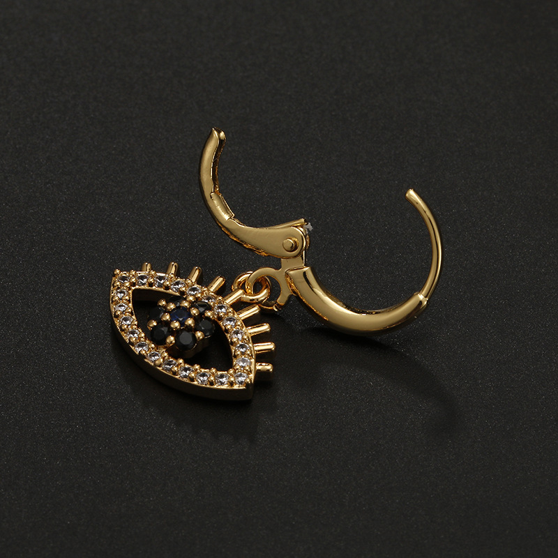 Fashion Devilu0027S Eye Coconut Tree Notes Copper Plating Inlay Zircon Drop Earrings 1 Piece