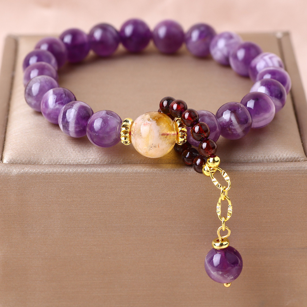 Pulseras de cuentas de amatista natural de alto nivel, pulseras de aire púrpura, pulseras de regalo para mujeres, buena suerte, pulseras de encanto púrpura
