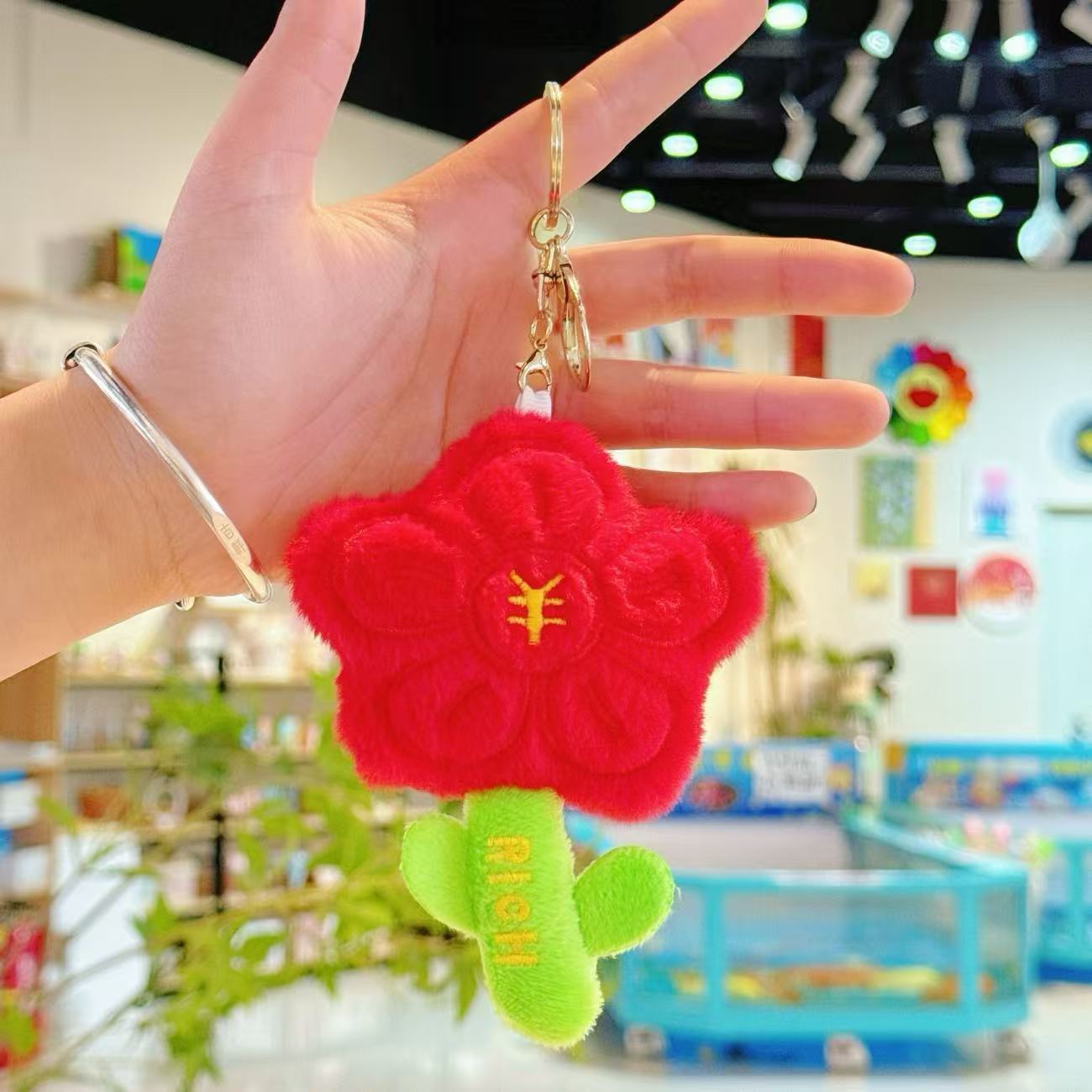 Creativo lindos colgantes de flores juguetes de peluche muñecas bolsas colgantes muñecas llaveros ramo muñecas al por mayor