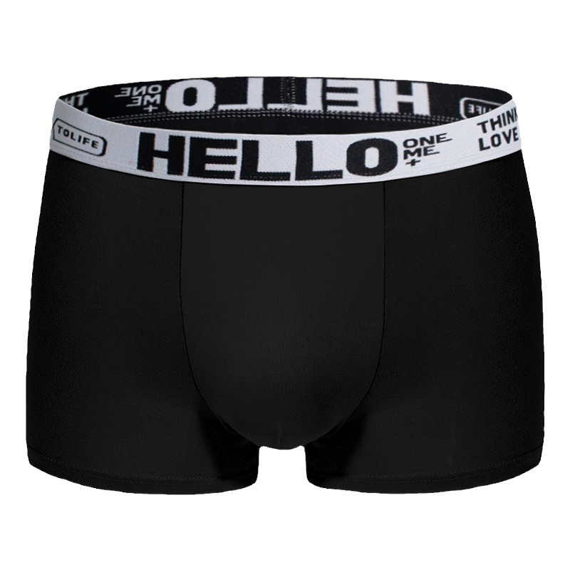 Venta caliente transfronteriza hello ropa interior para hombre 75D cinturón ensanchado seda de leche talla grande transpirable cintura media ropa interior cuadrangular hombres