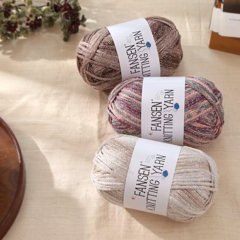 Handmade DIY 2.5mm doodle yarn, glitter yarn, gradient yarn, crochet yarn, hollow cotton round strand yarn, rainbow sunset