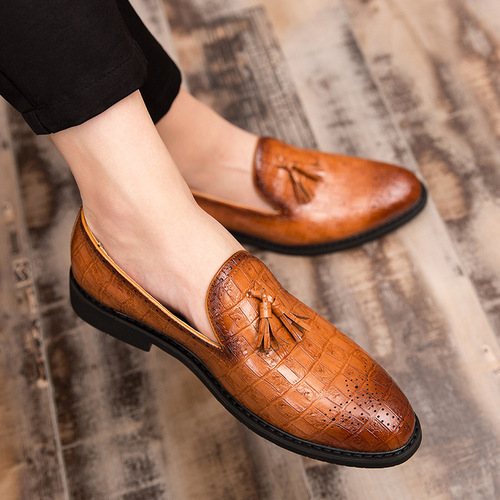 Large size 47 Spring Business Fringe Slip-on Shoes for Men - Fashionable Genuine Leather