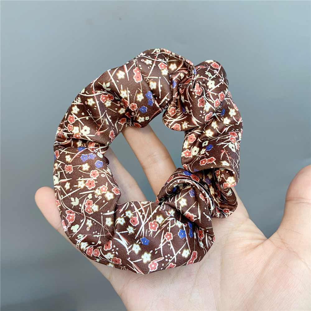 Korean Floral Printing Solid Color Hair Tie Retro Hair Scrunchies display picture 7