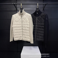 2025秋冬款M家cardigan系列针织拼接羽绒服开衫毛衣时尚拉链外套
