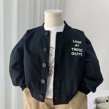 男童秋装外套2025儿童春秋款黑色棒球服小童夹克韩范儿童秋季外套