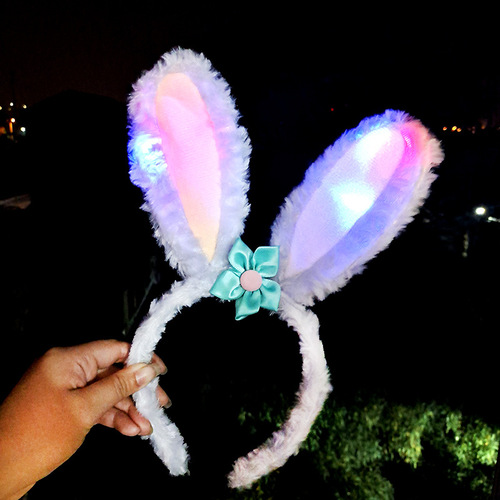 Korean style headdress, luminous star, rabbit ears, headband, cute girl face wash, plush headband, flash toy wholesale
