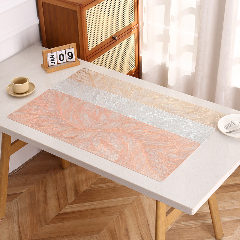 Cojín de mesa rectangular europeo fluir cojín de alta calidad impermeable a prueba de agua a prueba de aceite PVC cojín de mesa occidental INS cojín de taza de lujo al por mayor