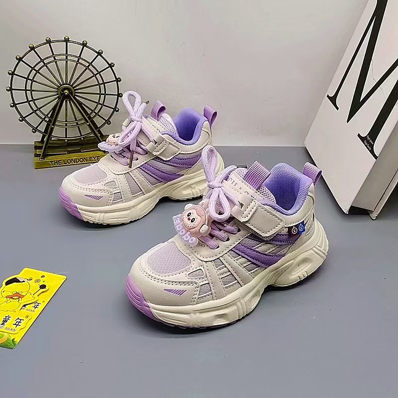 Croton Keqiu nuevas zapatillas deportivas botones giratorios zapatos deportivos de cuero zapatos deportivos de fondo ligero para niños pequeños y medianos zapatos para correr zapatos de cuero para niños