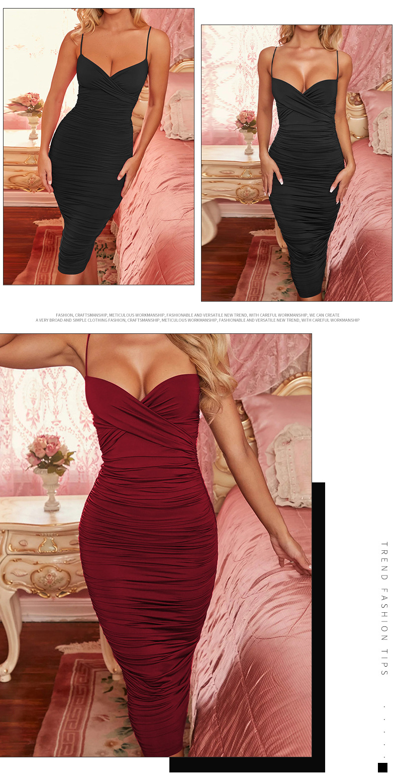 Bandage Same Dress Cheongsam Sexy Backless Long Slim Fit Strappy Low Cut Sheath Dress