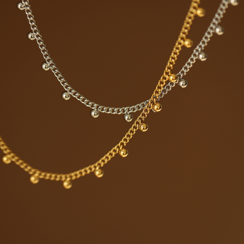 Real Gold Plated Plating Material PVD Coated Real Gold Plated 18K Gold Solid Color 304 Stainless Steel Titanium Steel Retro Waterproof Non Tarnish 304 Stainless Steel Necklace