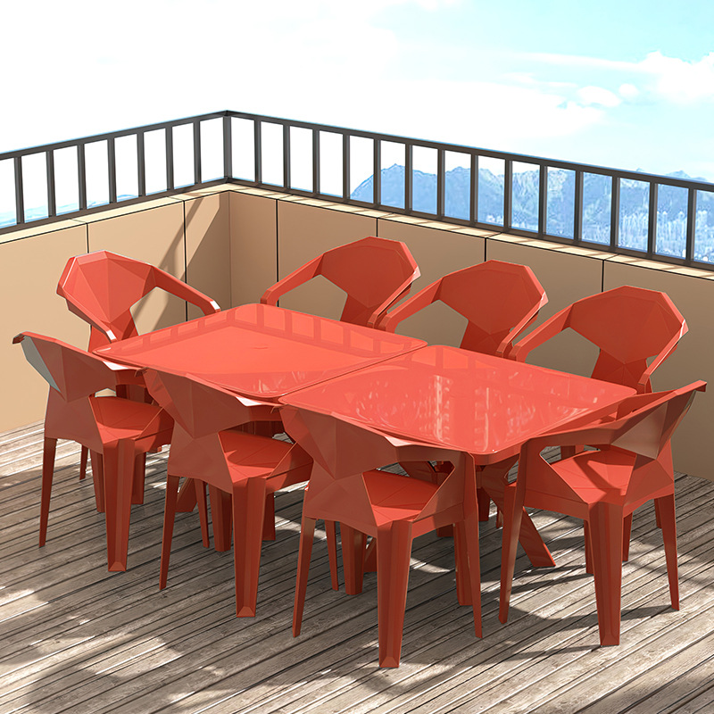 [레드] 테이블 2개(92cm) + 의자 8개 [식탁의자세트]