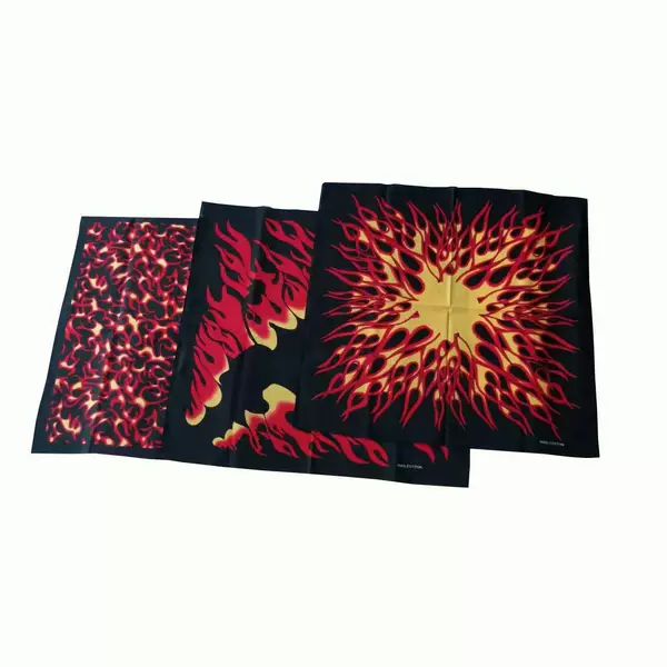 Cotton Flame Pattern Square Scarf Headscarf Casual Outdoor Sports European and American Hip Hop Street Dance Factory Straight Hair
