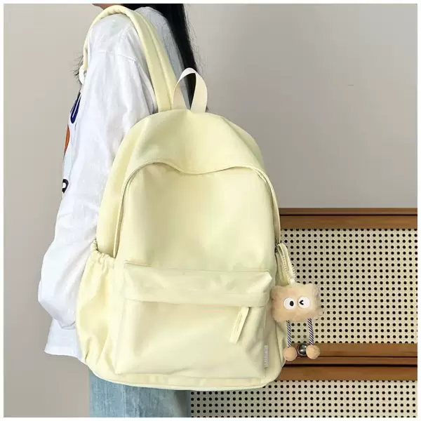 Schoolbags for Junior High School Girls, High-Looking, Simple and Versatile Pure Color College Student Backpacks, Female Ins High School Student Backpacks, Soft