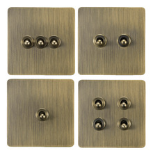 青铜古拉丝复古拨杆香港新加坡马来西亚墙壁电源插座中东英标13A