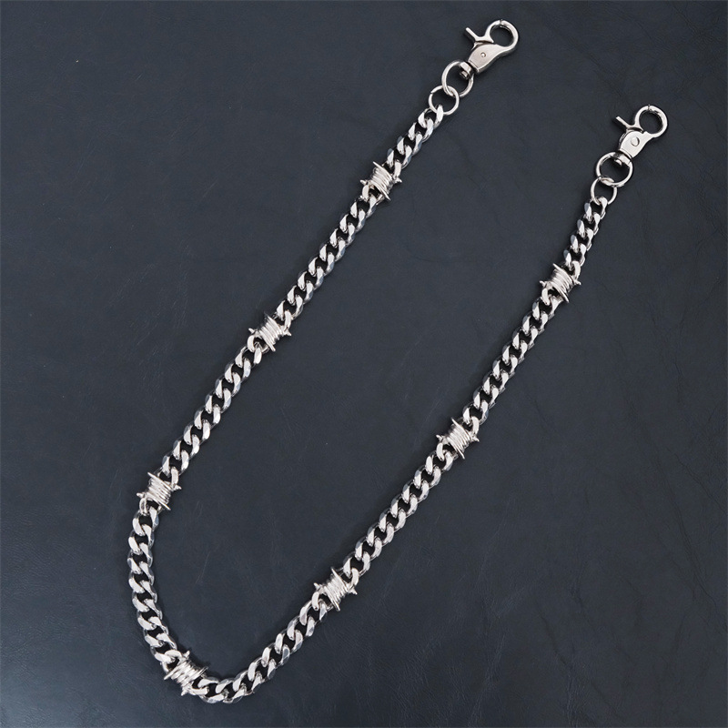 New Stainless Thorn Pants Hip Hop Punk Titanium Steel Cuban Men's Waist Jeans Accessories Chain_voghion.com
