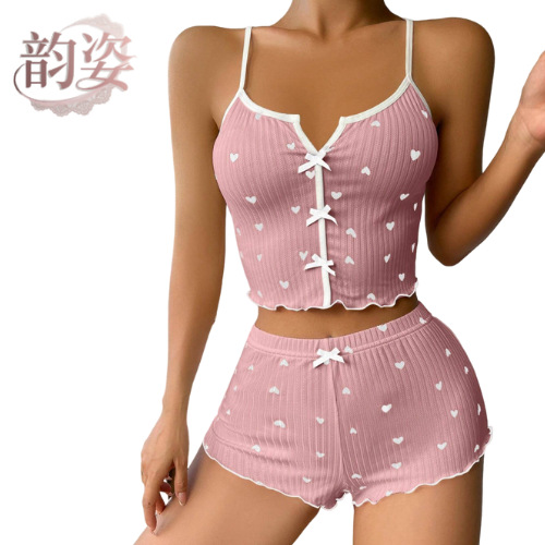 Cross-Border 2026 Hot-Selling Sexy Lingerie Pure Desire Camisole Shorts Loungewear Set Erotic Sleepwear for Women Autumn and Winter Wholesale