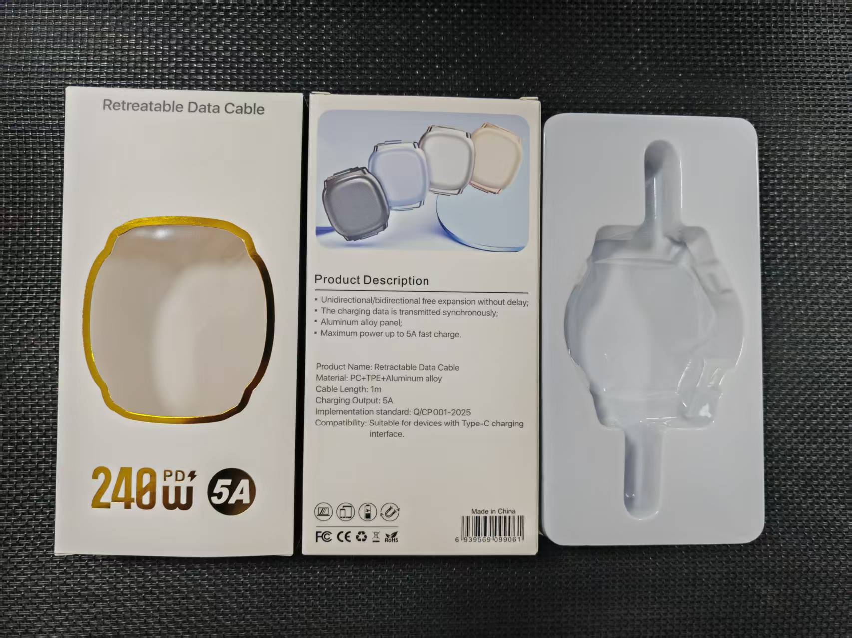 240W cable de datos telescópico súper rápido de carga magnética absorción cable de carga para Apple 17 Huawei tipo-c