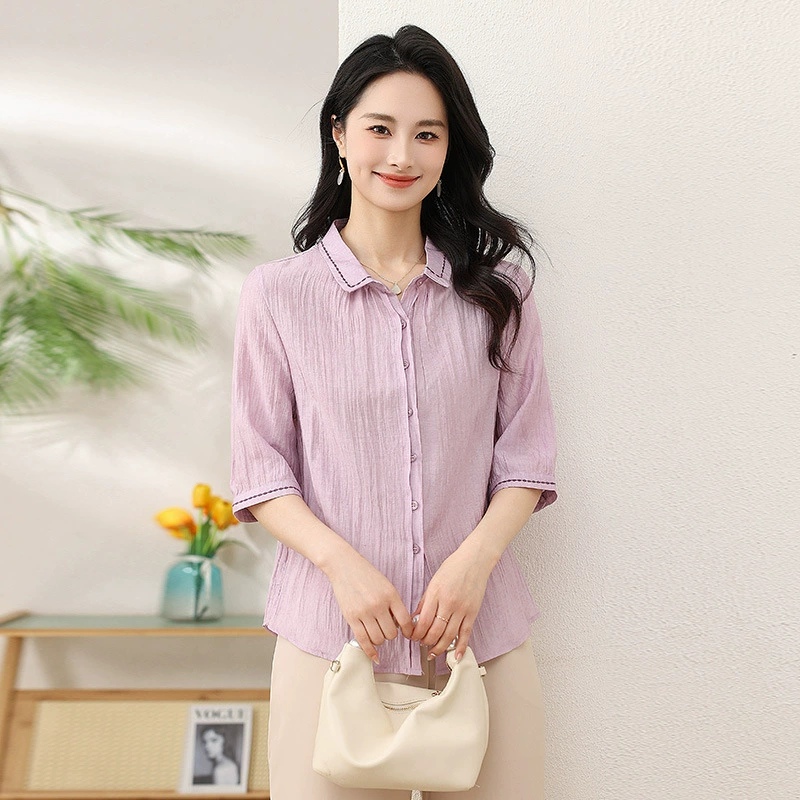 Мама платье 2025 рубашка весна и осень новый средний и пожилой женщины свободный топ для пожилых людей рубашка с принтом моды