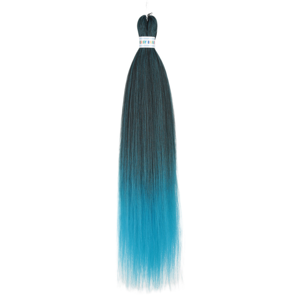 Trenzas fáciles de hacer de 26 pulgadas, cabello sintético colorido, trenzas grandes EZ, fibra sintética de baja temperatura, color degradado, cabello largo y liso.
