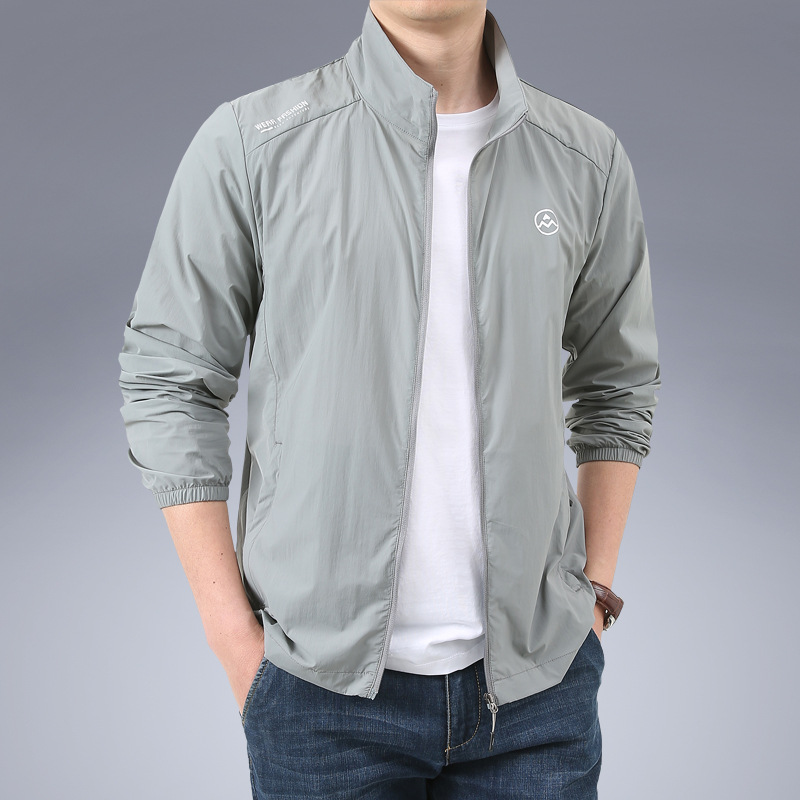 Primavera y el verano de seda de hielo pesca ropa de protección solar ropa de piel de los hombres nueva protección UV delgada soporte transpirable collar casual abrigo image 5