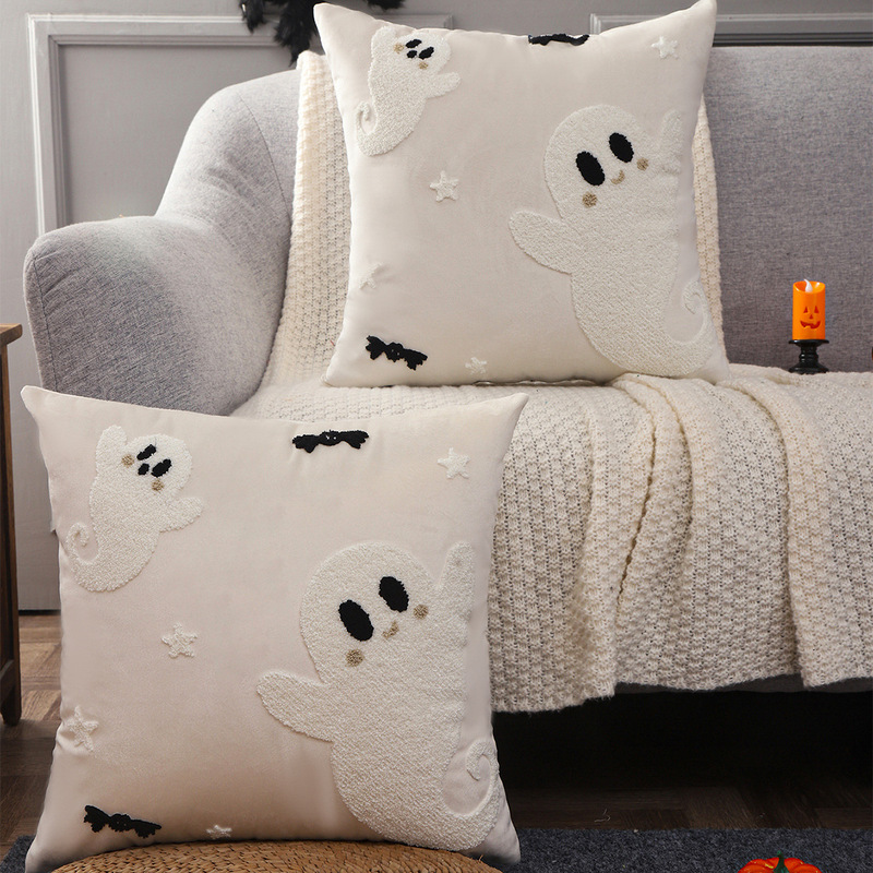 ハロウィンゴースト枕カバー立体タオル刺繍ゴースト枕クッションカバーフェスティバルリビングルームソファクッションカバー|undefined