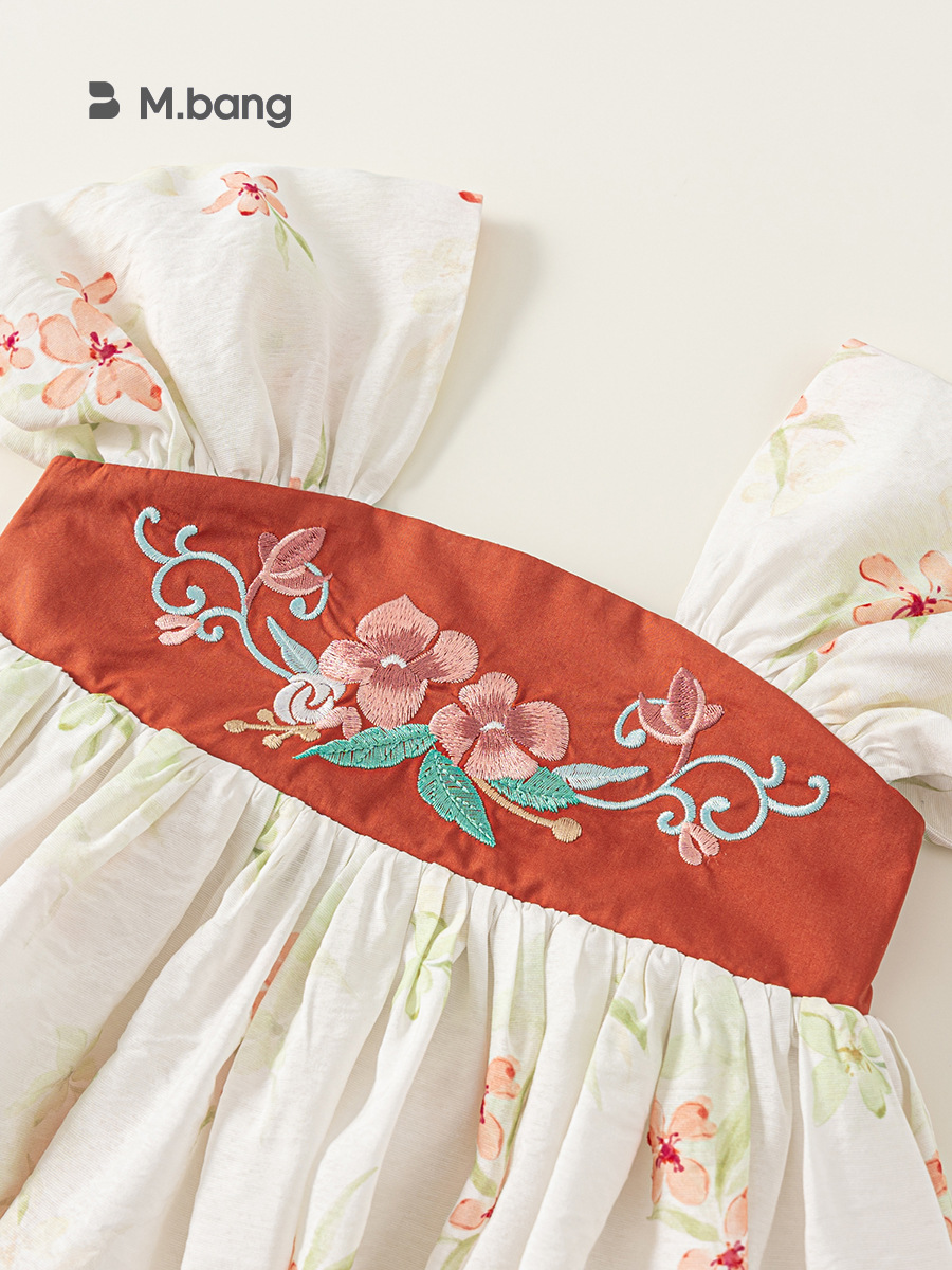 Youbao ropa para niños verano nuevo estilo niña Hanfu se puede usar todos los días vestido de los niños vestido de cuello cuadrado vestido de tesoro femenino