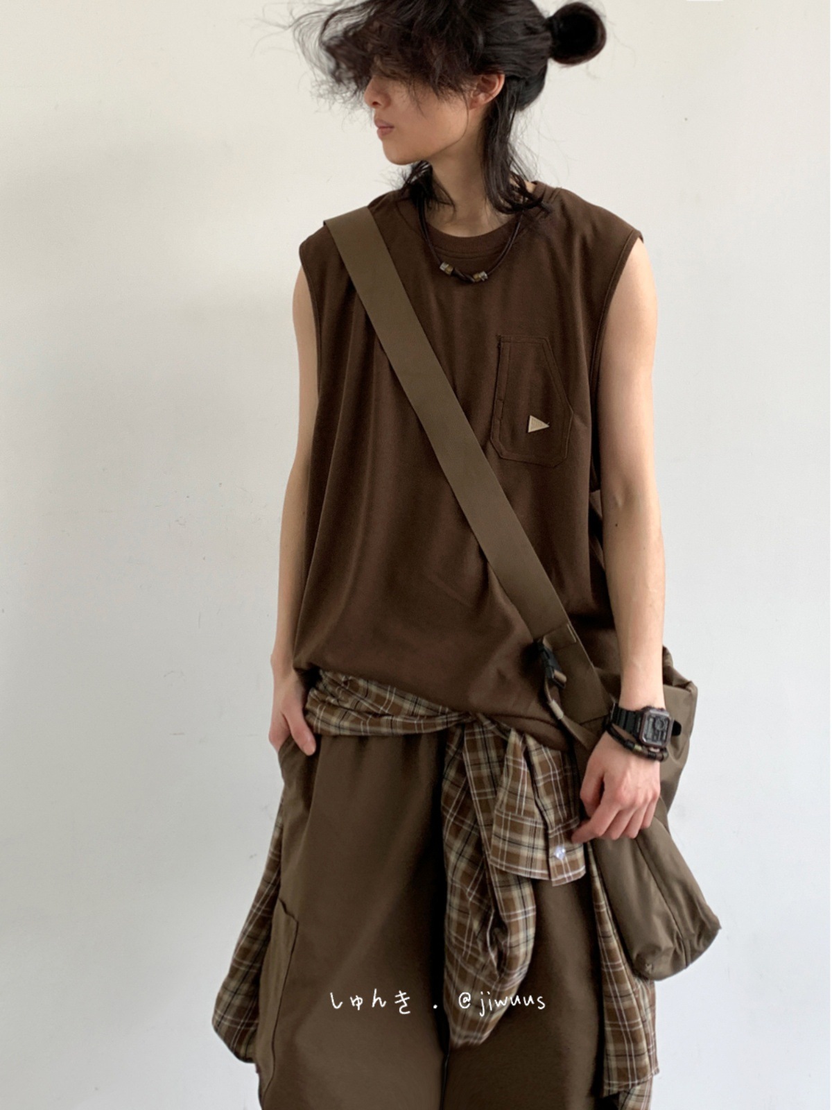 Japanese retro solid color summer vest for leisure