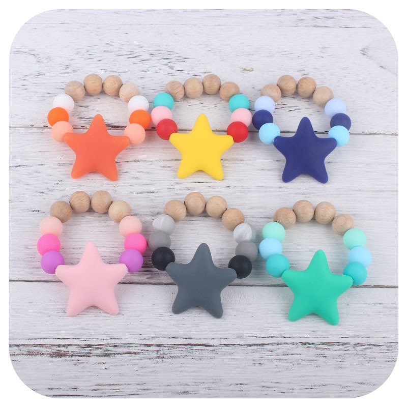 Suministros para bebés Beads DIY juguete mordedor silicona calmante Big Star mordedura pegamento bebé teether stick teether