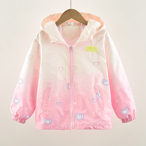 Women's Spring/Autumn Jacket 2024 New Fashion Children's Spring Gradient Casual Girl Spring Jacket Windbreaker